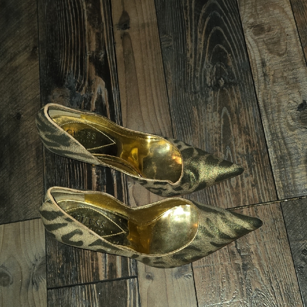Guess Gold and Black Heels-elegant